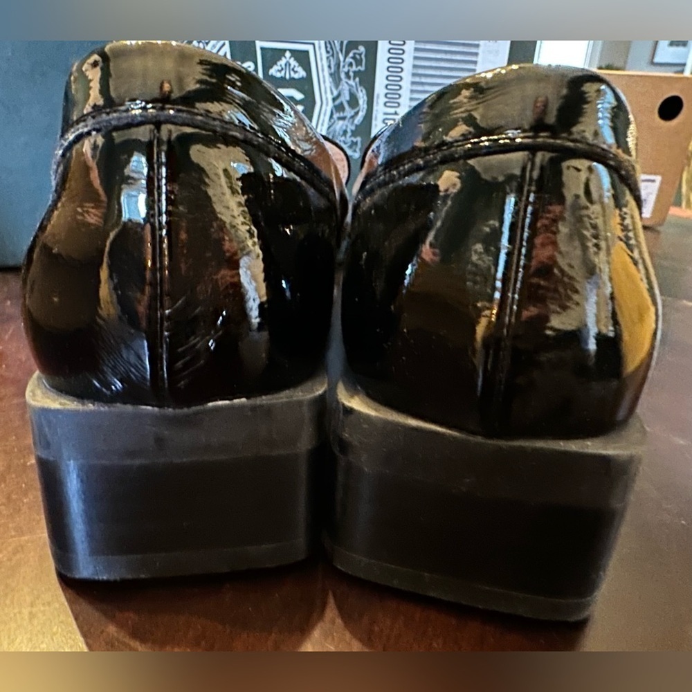 NIB Silent D x Free People Lara Loafer Sz 38 Black Patent Crinkle Vegan - Picture 11 of 13